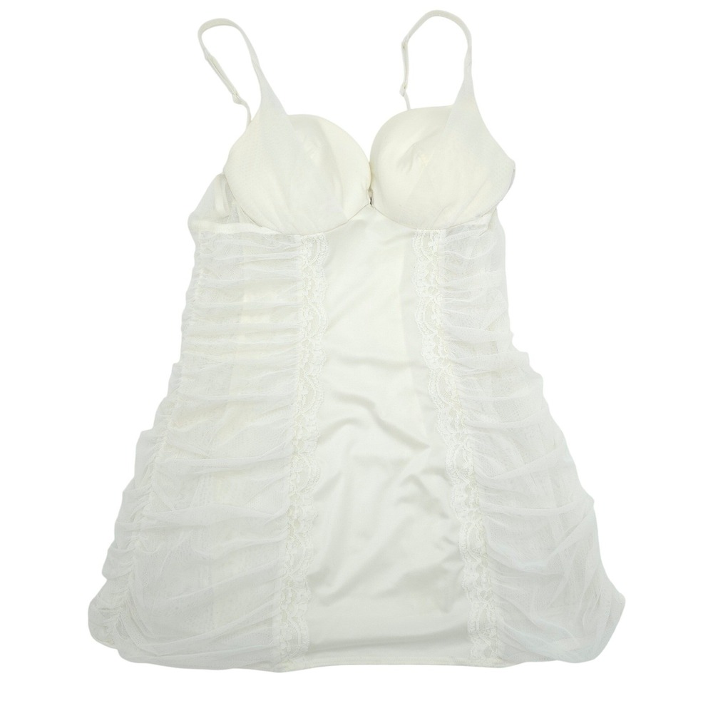 VTG Victoria's Secret White Mesh Lace Bustier Slip Garter Corset 36B Coquette